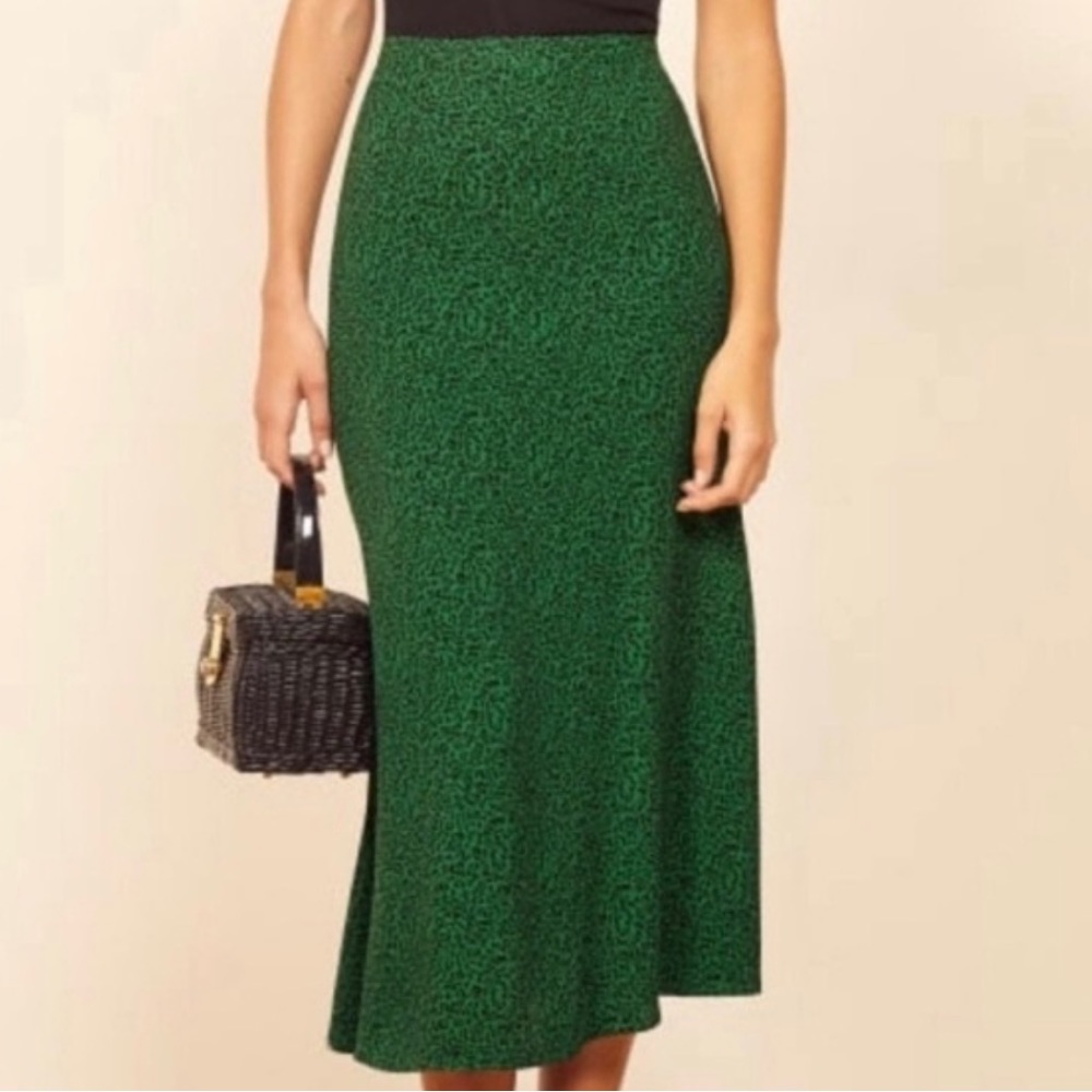 COPY - Reformation Bea Skirt- green- New with Tags- jitterbug print